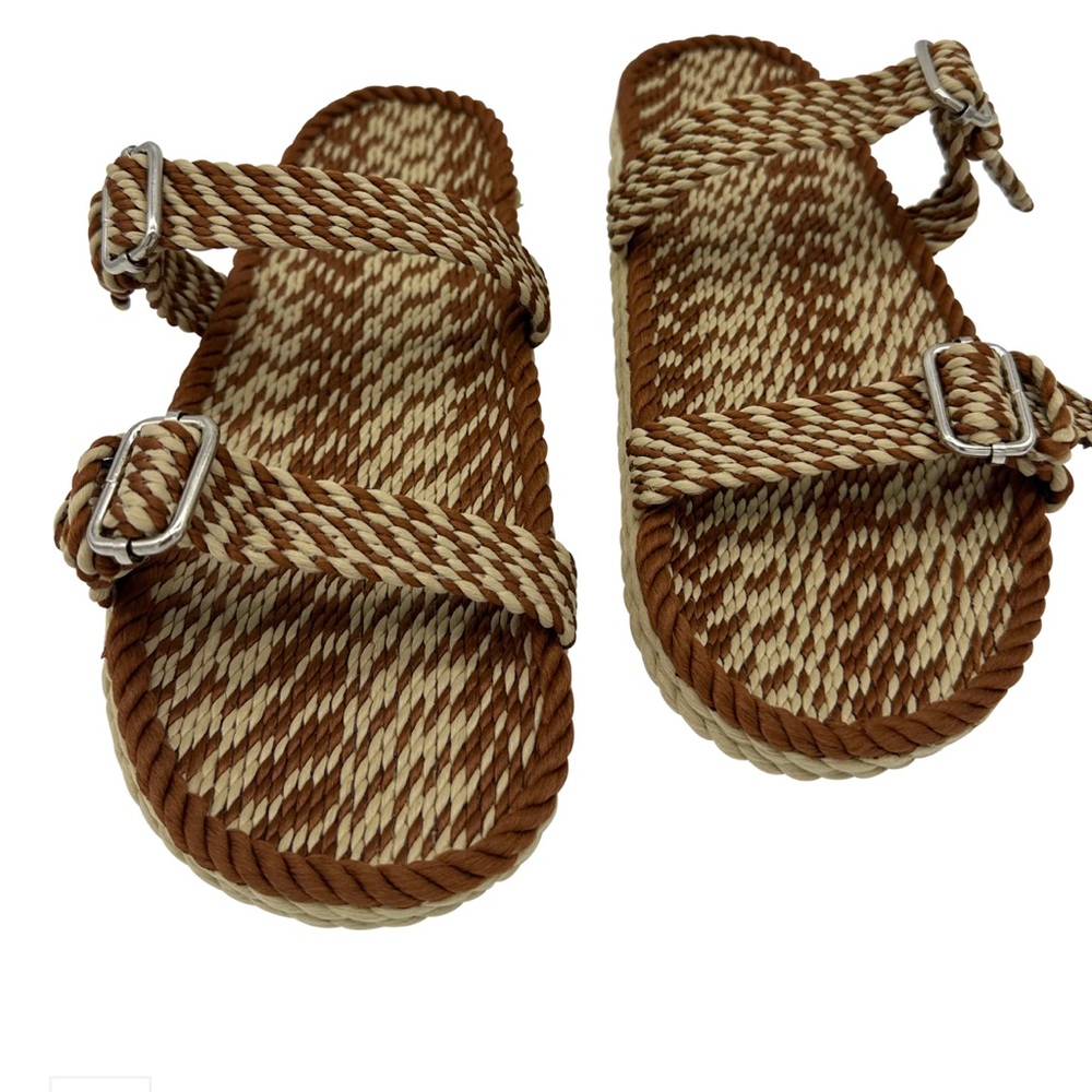 Brown and Cream Woven Sandals